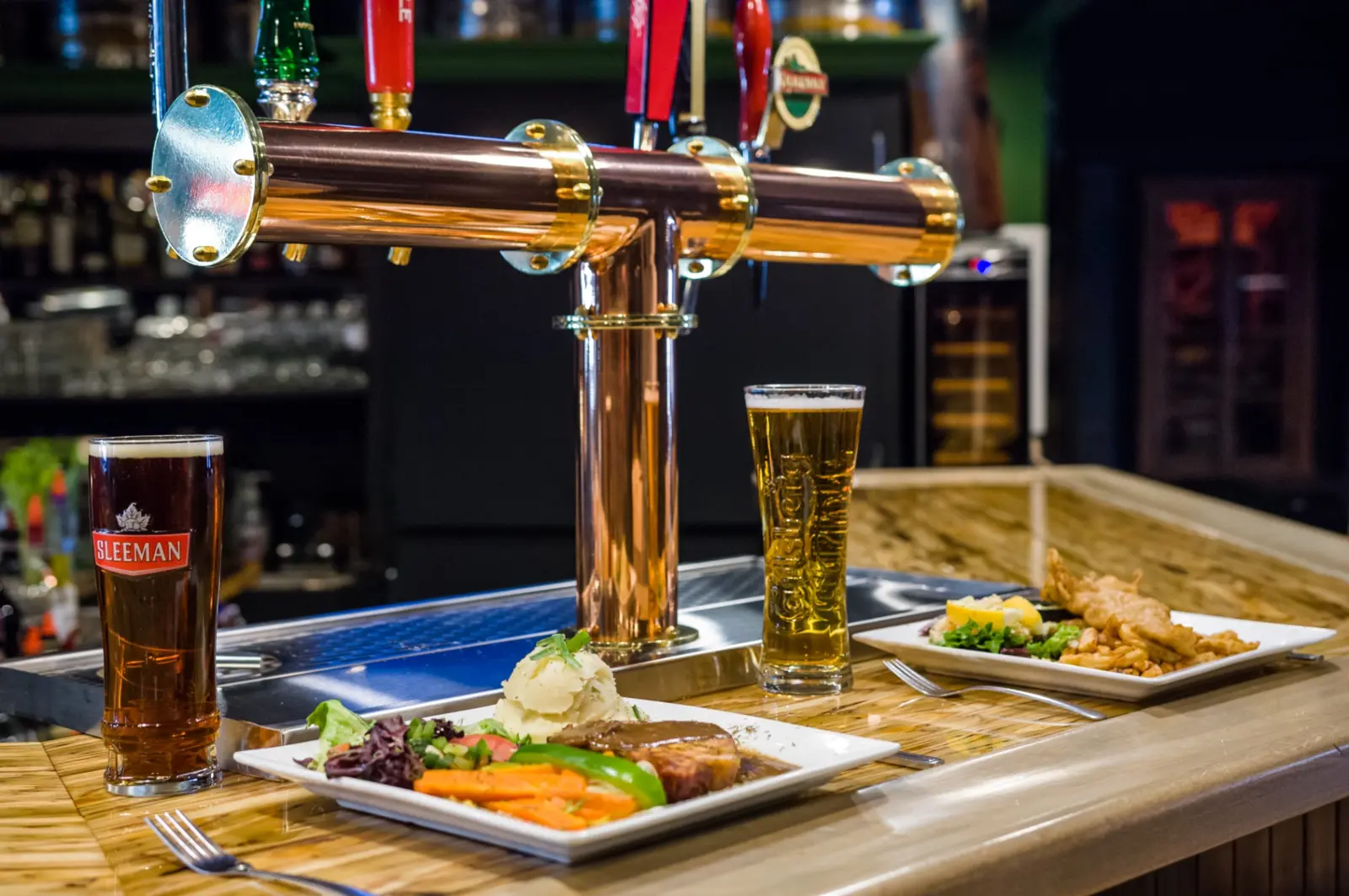 Crispy chicken wings, beer and pub kitchen